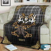 Scott Black & White Modern Tartan Crest Premium Blanket - Celtic Stag style